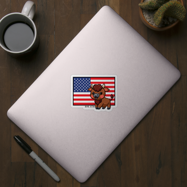 USA Flag with Bison EST 1776 by HolidayBug